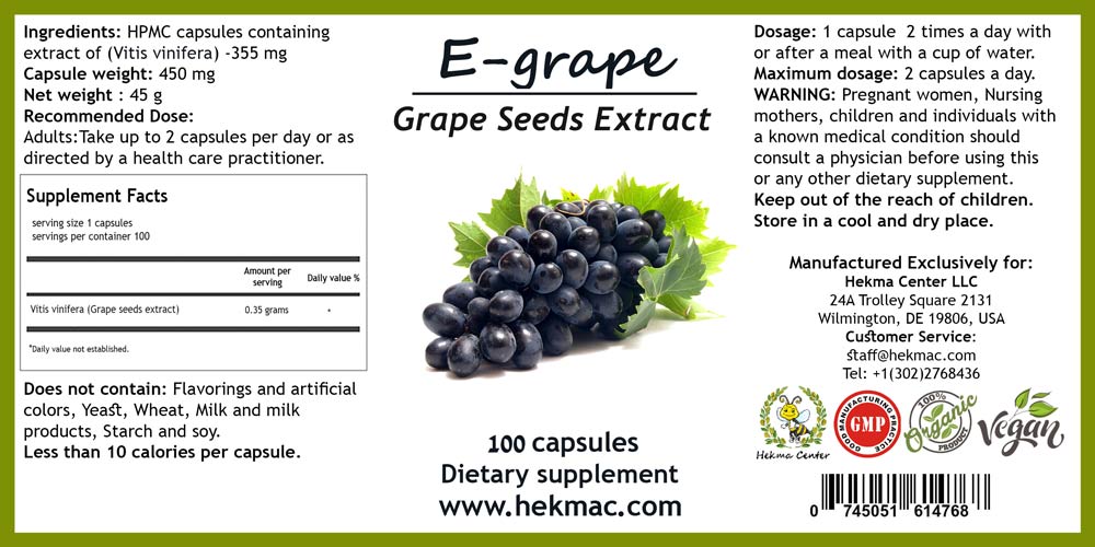 Grape Seed Extract Vitis vinifera Hekma Center