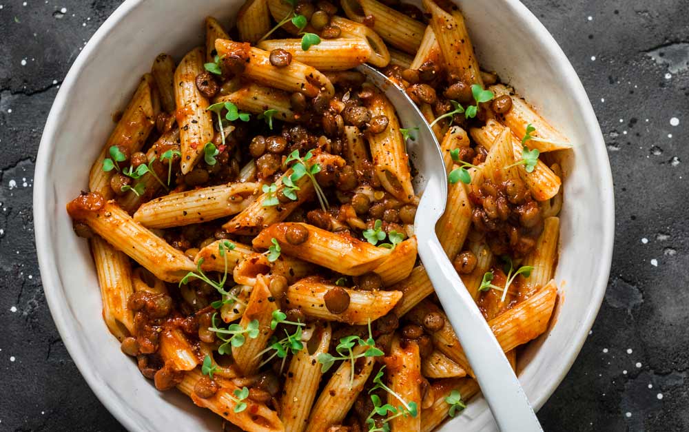 Pasta with Lentils for Parkinson's Patients - Hekma Center